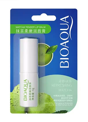 Зволожуючий бальзам для губ з матчею bioaqua refreshing matcha 4 г
