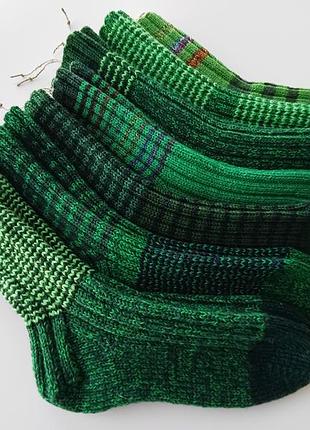 Теплые вязаные носки в оттенках зеленого (р.40-45)