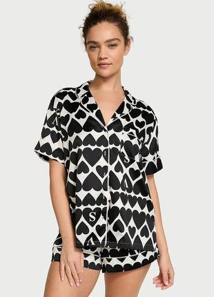 Пижама с шортами victoria's secret glazed satin short pajama set new
