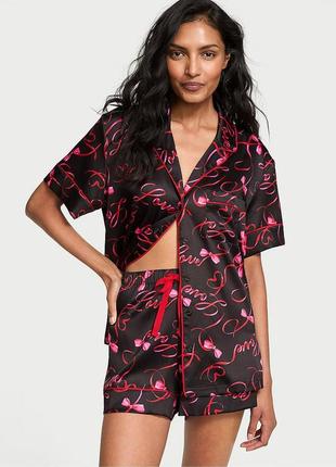 Пижама с шортиками victoria’s secretglazed satin short pajama set new