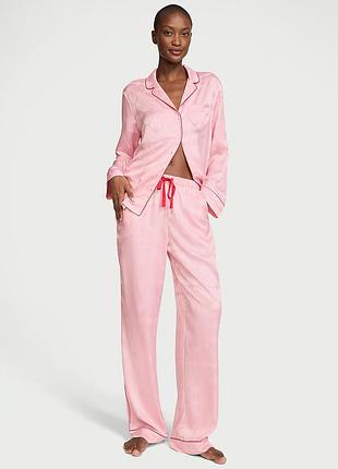 Піжама victoria's secret satin glazed satin heart long pajama set new