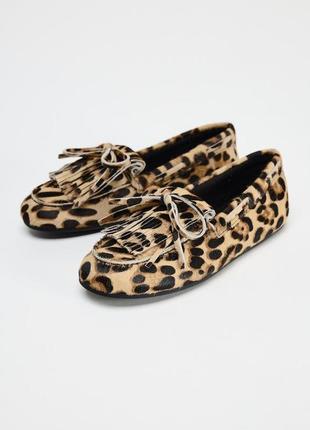 Ворсистые кожаные лоферы zara new