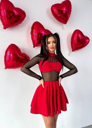Платье мини короткая сетка