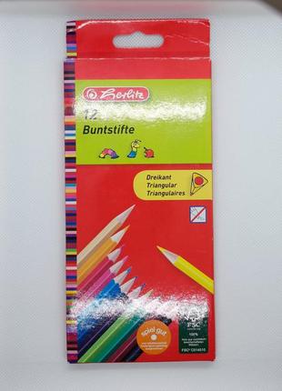 Herlitz triangular, карандаши цветные трехгранные, 12 шт, германия