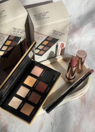 Набір тіні + помада + олівець для губ anastasia beverly hills soft glam deluxe trio dusty rose