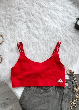 Безшовний червоний спортивний топ adidas