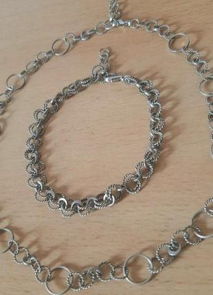 Комплект лот украшений винтаж чокер браслет серебр цепь колье бижут ожерелье мельхиор набор