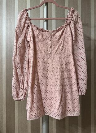🥰 мини платье ришелье boohoo 14 хлопок 8