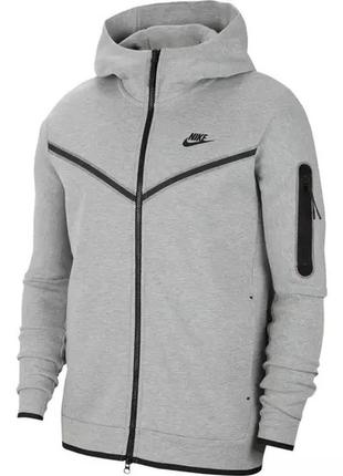 Толстовка с капюшоном мужская nike sportswear tech fleece стильный худи найк серый