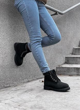 Женские ботинки timberland black (мех)8 фото