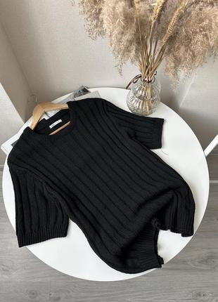 Zara чорна вʼязана футболка топ