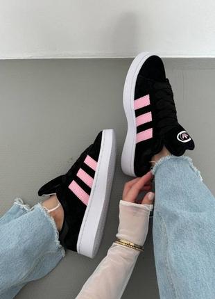 Кроссовки adidas campus black pink white