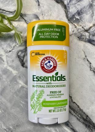 Arm & hammer, essentials™, дезодорант із натуральними дезодорувальними речовинами, розмарин, лаванда
