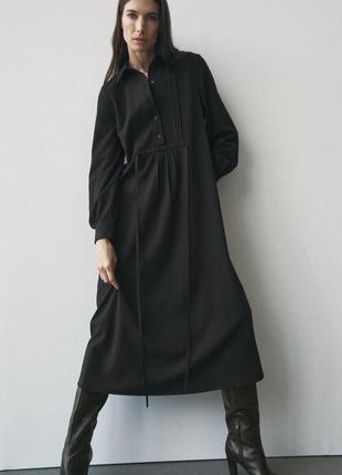 Платье -рубашка zara zw collection с пуговицами