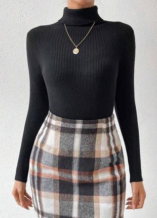 Теплая мини юбка юбка на флисе в клетку shein