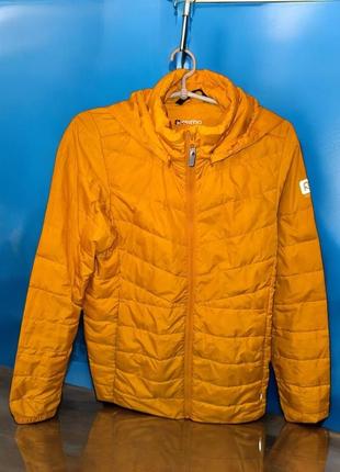 Р. 42-44/xs-s яркая жёлтая демисезонная куртка с натуральным пухом (подойдёт на подростка) reima
