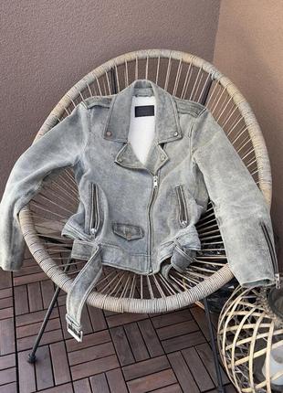 Allsaints натуральная кожаная с винтажным эффектом и теплым подкладом