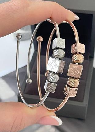 Гибкий браслет медсталь и родий с шармами