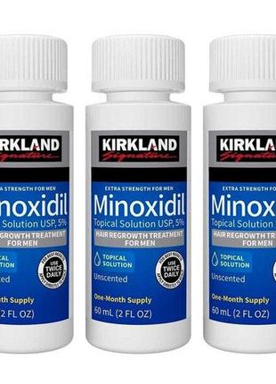 Миноксидил 5% minoxidil kirkland для роста волос и бороды (3 флакона + дозатор)