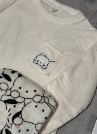Пижама двойка. домашняя теплая пижама pochacco 🤍на рост 135-164 (носочки в подарок)4 фото
