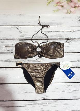 Женский раздельный купальник бандо слипы блестящий westbay