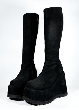 Сапоги чоботи замша високі