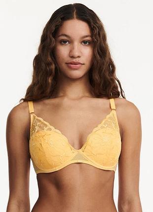 Желтый бюстгальтер с кружевной вышивкой chantelle fleurs