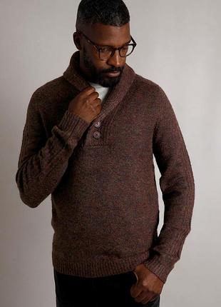 Бордовый свитер с воротником на пуговице tu size l