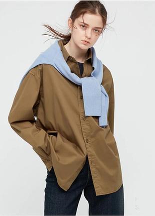 Новая свободная хлопковая рубашка оверсайз uniqlo