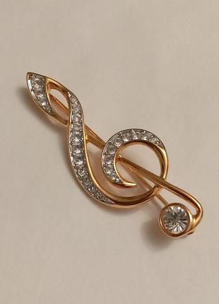 Позолоченная винтажная брошь swarovski сваровски клейма