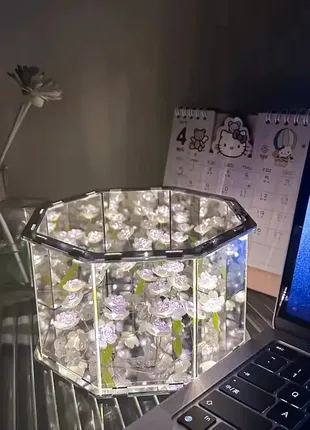 Творческий diy гексагональный цветок трехмерного света, двухфункциональное зеркало и лампа "соделай сам"