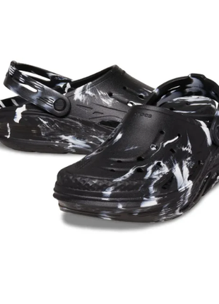 Crocs крокс сабо клоги off grid marbled clog  black white 210453-066