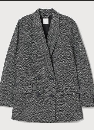 Вовняний двобортний  жакет h&m