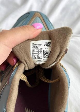 New balance 9060 brown blue кроссовки натуральная замша2 фото