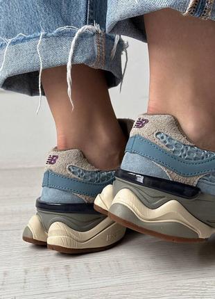 New balance 9060 brown blue кроссовки натуральная замша6 фото