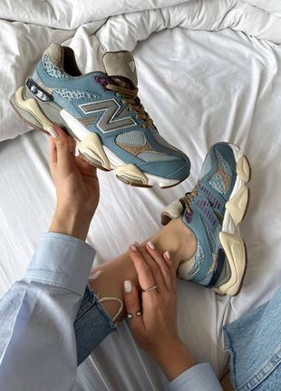 New balance 9060 brown blue кроссовки натуральная замша5 фото