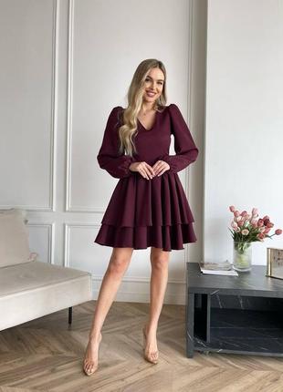 Женское праздничное повседневное платье мини пышная юбка костюмная ткань