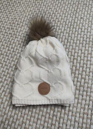 Тепла зимова шапка reima knitt 538082-0100 білого кольору, розмір 56/58 (7-14 років) - чудовий стан!