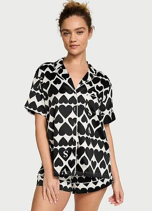 Пижама с шортиками victoria’s secret satin heart short pajama set