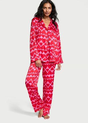Піжама сатинова victoria's secret satin glazed satin long pajama set new