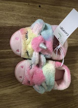 Новые тапочки капці  george единорог різнокольорові для дівчинки
