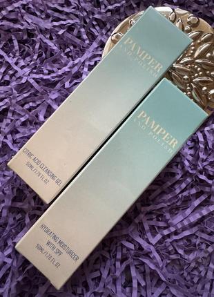 Розкішний набір очисний гель + зволожувальний крем із spf pamper and polish skin
