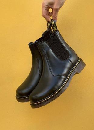 Dr. martens chelsea с мехом 🍏 зимние женские мужские ботинки мартинси