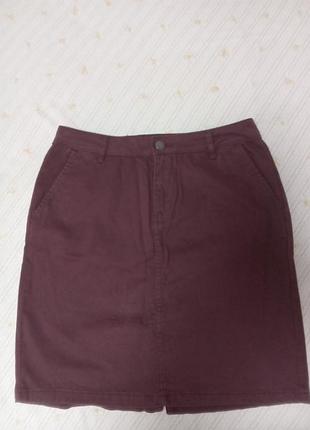 Джинсовая юбка марсала,44 г.