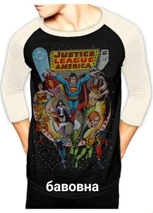 Оригинальный лонгслив реглан justice league officially licensed унисекс