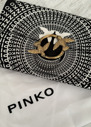 Сумка pinko mini love bag soft recycle черная с принтом оригинал