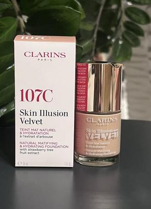Оригінал clarins skin illusion velvet тональна основа для обличчя 107с