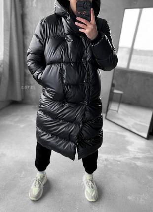 Пуховик оверсайз под кожу молотая мужская куртка4 фото