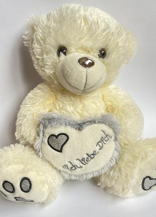 М'яка іграшка ведмедик плюшевий ведмідь, білий ведмедик, білий ведмідь із серцем