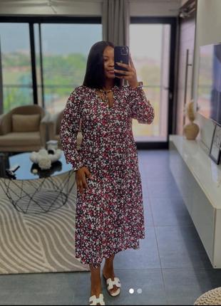 Платье миди с воланом4 фото